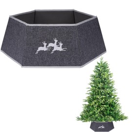 27 Inch Large Christmas Tree Skirt Foldable Burlap Christmas Tree Stand Base Cover Collar Trunk Basket Ring for Tree Decorations