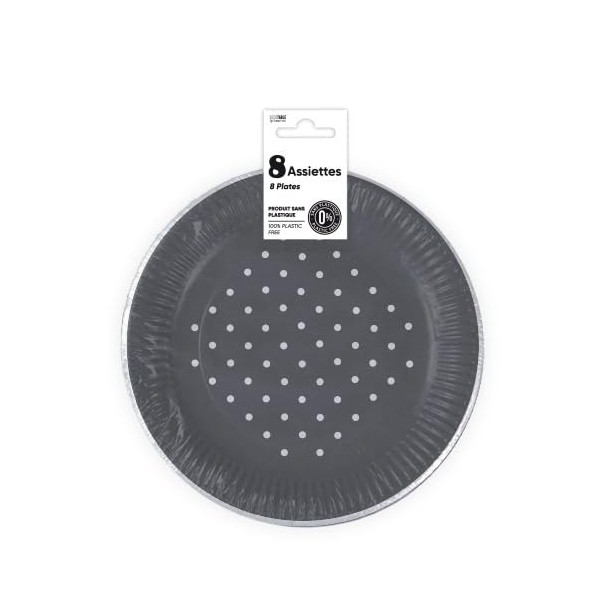 Surprisez Vous Set of 8 Plates, 18 cm, Grey