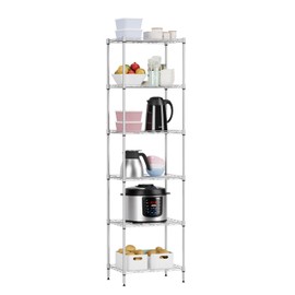 6 Tiers Wire Shelving 12" Dx17 Wx64 H Metal Frame Storage Shelves Easy Setup NSF Certified Storage Shelf Rack Shelf with Leveling Feet for Home Garage Kitchen Pantry, Chrome