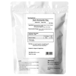 Niacin 50mg Tablets - Vitamin B3, Nicotinamide, Suitable for Vegans & Vegetarians Supplement, High Strength Pills (240)