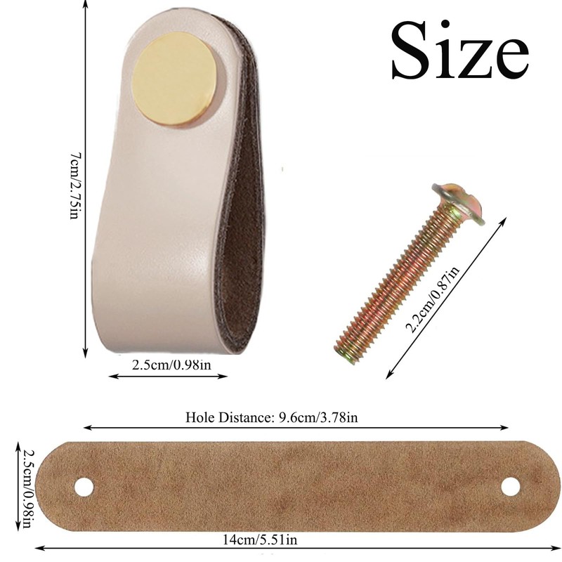 HNJKJEU Pack of 10 Leather Handles for Furniture Cabinet Knobs