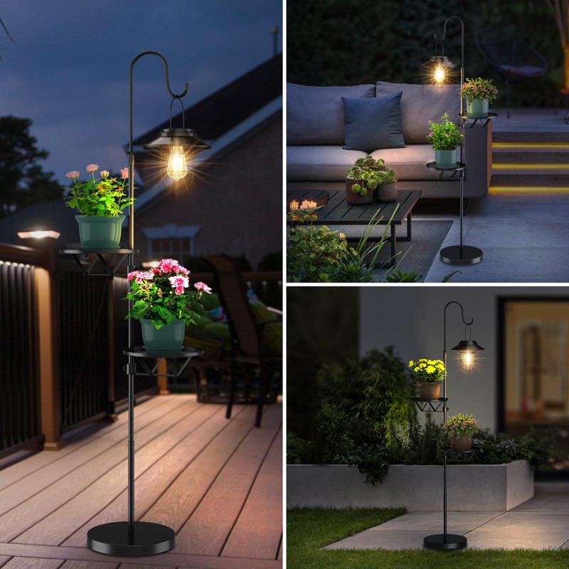 Kirschblüte 60" Solar-Powered Waterproof Outdoor Floor Lamp with Built-in Plant