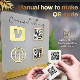 Skywin-QR Code Sign for Business, Social Media Cash App QR Code Sign Stand, Elegant Custom QR Code Sign, Display Holder for Home and Office Desk Decor, Payment Acrylic Sign Holders Stand (White)