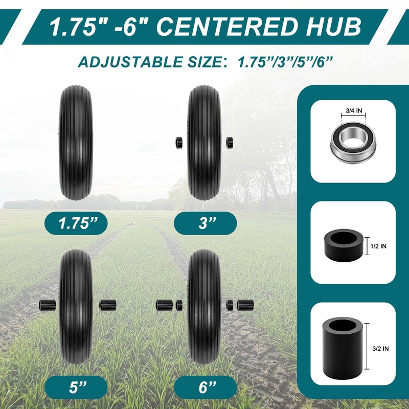 4.00-6 Flat-Free Solid Tire and Wheel 13" Wheelbarrow Tire by