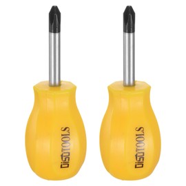 sourcing map 2pcs PH2 Short Phillips Screwdriver #2 Stubby Magnetic Screwdrivers CR-V Small Pocket Screwdriver for DIY Repairing, Yellow
