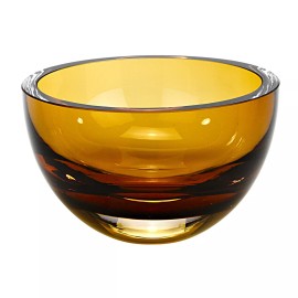 World Faith European Penelope Mouth Blown Eye-Catching Penelope Amber Bowl, 6x3.75 Inches
