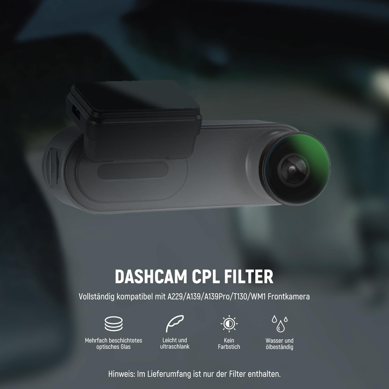 NEEWER Dashcam CPL Filter Compatible with VIOFO A229/A139/A139Pro/T130/WM1, Dash Cam