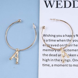 Cimenexe Bohemian Initial A Drop Earrings Gold C Hoop Earrings Large Open Circle Earrings Alphabet A Dangle Earrings Jewelry for Women and Girls Gifts
