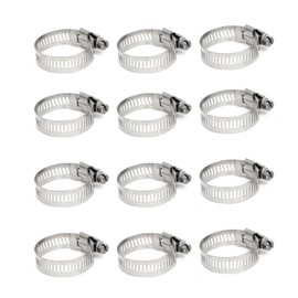 12Pcs 10-16mm Stainless Steel Jubilee Clips Hose Clamps - Adjustable Pipe Clips for Garden, Car, Plumbing & DIY | Quick Install No Tools Needed​