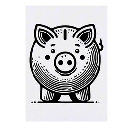 'Piggy Bank' Temporary Tattoo - Water Resistant, Skin-Safe, Non-Toxic Transfer (TO00081411)