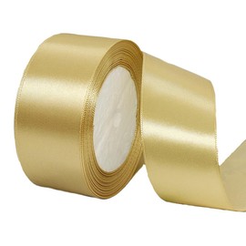 40mm Champagne Gold Satin Ribbon 22M ，Fabric Hair String Ribbon for Craft, Flower Bouquets, Gift Wrapping, Wedding, Bow Making and Valentines Christmas Decoration