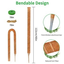 Dimpoo Moss Pole, 48 Inch Monstera Plant Support, Moss Poles for Plants Indoor, Bendable Plant Stake Trellis for Climbing Plant, Pothos, Philodendron