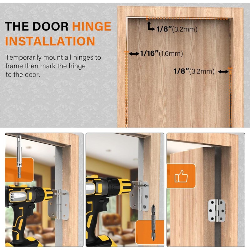 Kit Instalacion Bisagras Puerta Localizador Apertura Pestillo Ajustable Montaje Adaptable