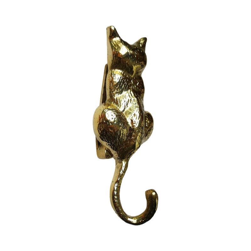 Anatolica Cat Door Knocker Solid Brass 6.11 inches (Polished Brass)