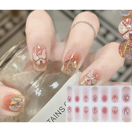 Lygoeege Nail Stickers, 8 Pieces, Nail Stickers, For Hands, 3D Nail Design, Nail Wrap, Cute, Flowers, Sheer, Foil, Advanced, Cute, Popular, For Women and Beginners