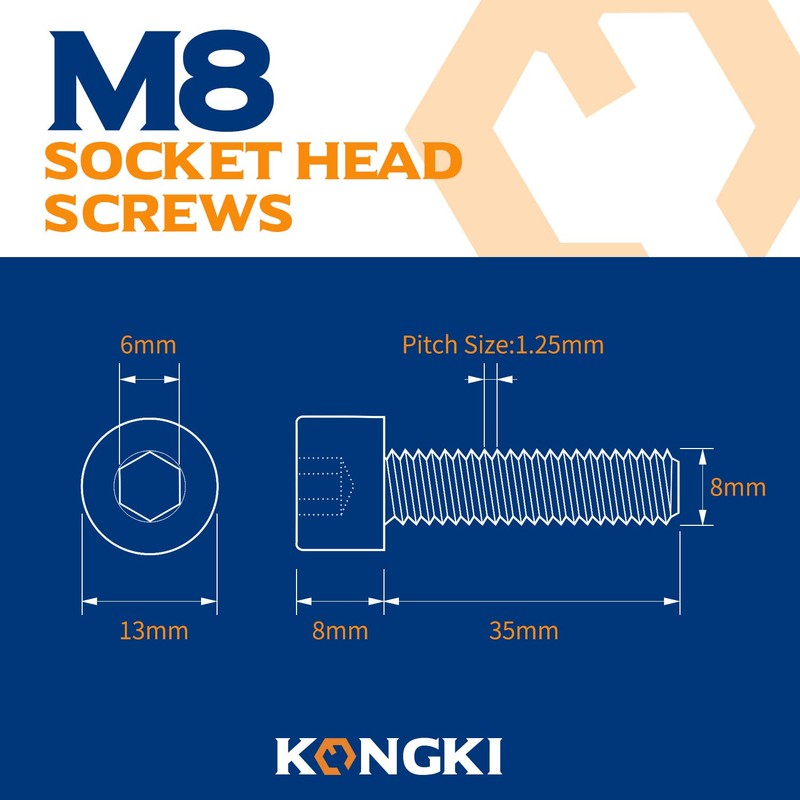 Pack of 20 M8 x 35 mm Allen Screws 12.9