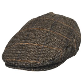 Vesper Herringbone Plaid Wool Blend Ivy Cap (Small) Charcoal