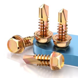 M5.5 * 32(100pcs Stainless Hex Washer Head Self Drilling Screws, zinc Full Thread Sheet Metal Tek Screws