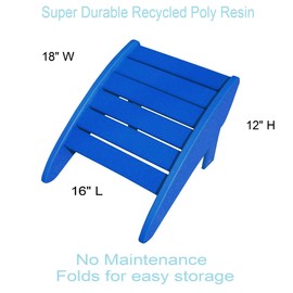 Phat Tommy Recycled Poly Resin Folding Ottoman – Durable & Eco-Friendly. This Patio Furniture is Great for Your Adirondack Chair, Lawn, Garden, Swimming Pool, Deck.
