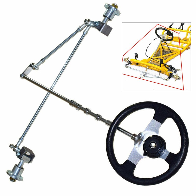 DDBESSIC Go Kart Steering Kit, 640mm Front Steering Wheel Gear
