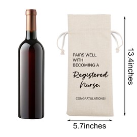 BARREEMO RN Graduation Gifts Wine Bag for Her Him Gifts for Registered Nurse Friends Graduates Pairs Well with Becoming A Registered Nurs Wine Bottle Bag for Nursing School Graduation Party Decor