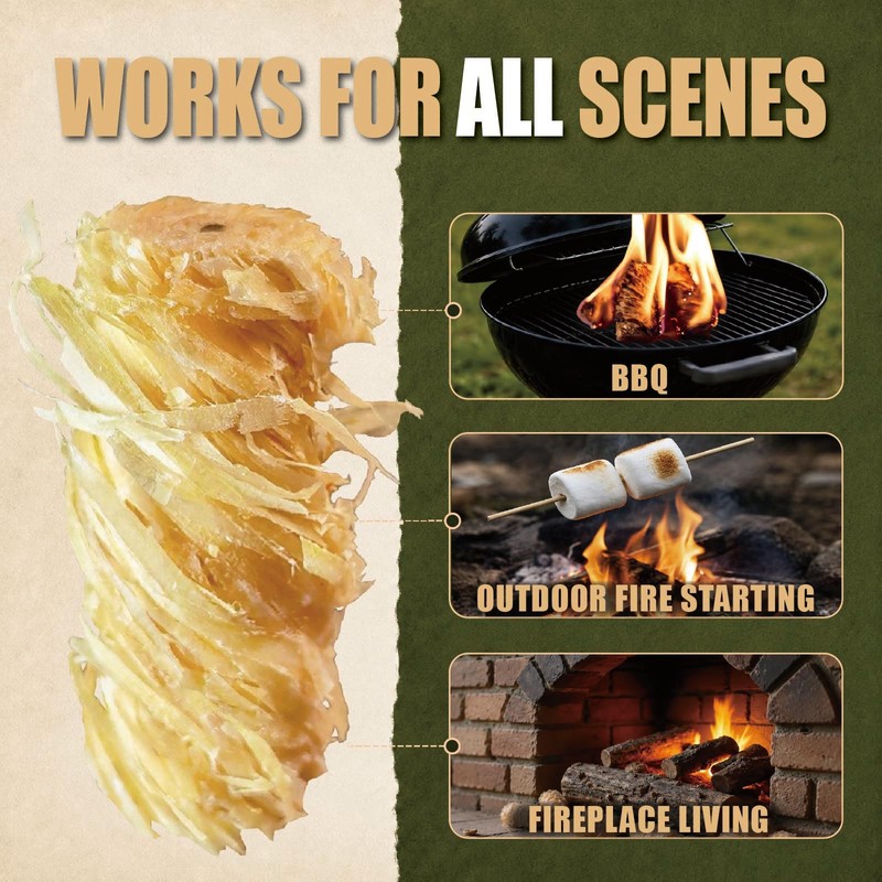 FANEAMADE Natural Fire Starter Sticks 20 Pack, Quick Ignition Fire