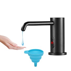 Automatic Touchless Soap Dispenser for Kitchen Bathroom Sink Liquid Built in Matte Black Electric Commercial Soap Dispenser with Pump and Bottle
