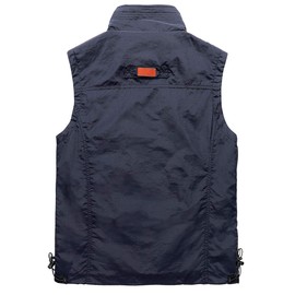 Hixiaohe Men's Casual Lightweight Outdoor Vest Work Fish Photo Travel Vest(Navy, S)