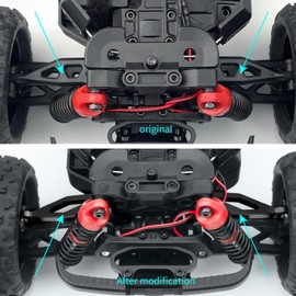 BRKRC 4 PCS/Set Aluminum Rear Upper and Lower Suspension Arms for ARRMA 1/18 Typhon Grom Granite Grom 380 Brushed 4X4 Monster Truck Upgrades Parts (Black)