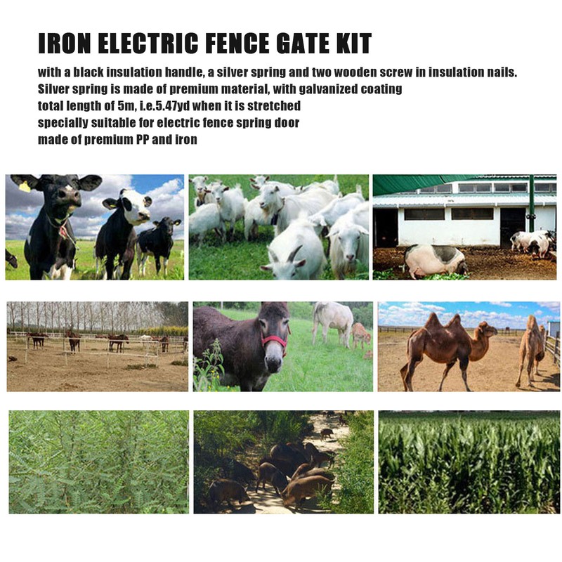 Electric Fence Gate Kit PP Iron 5 Meters Animal Spring