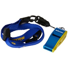 Mikasa Professional Whistle with Lanyard, Small, Blue/Yellow