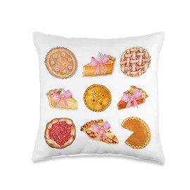 Pink Bows Cute Coquette Pumpkin Pie y2k Clean Girl Aesthetic Throw Pillow
