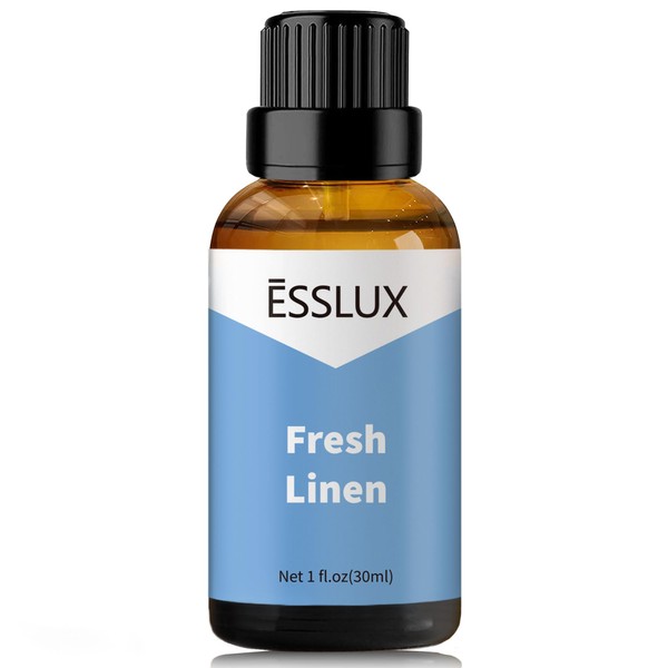 Fresh Linen Fragrance Oil - ESSLUX Aromatherapy Essential Clean Scented Oils for Diffuser, Massage, Soap, Candle Making Scents, Perfume, Home Fragrance, 30 ml
