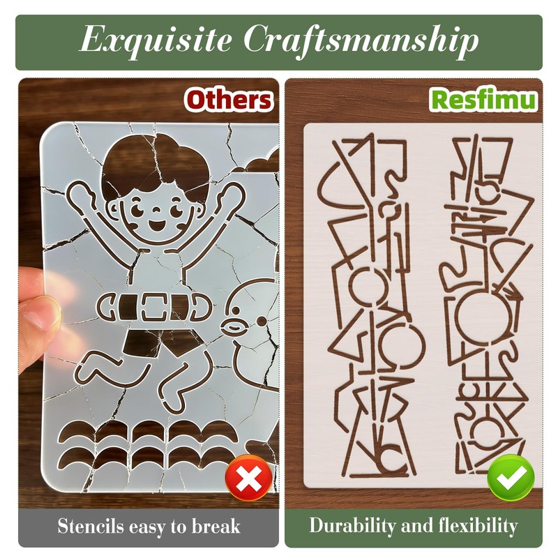 Geometric Texture Stencils for Crafts Reusable 16Pcs Stencils(10X8 Inch)