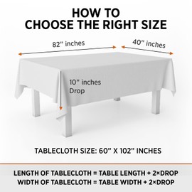 UBICON Premium Cotton Blend Tablecloth - Durable, Wrinkle-Resistant, Shape-Retaining - Versatile & Elegant for Any Occasion (1, White, 60" x 102")