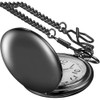 Realpoo Smooth Black Pocket Watch for Men Quartz Arabic Digital