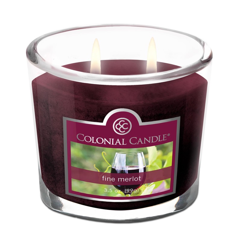 Colonial Candle Fine Merlot Scented Jar Candle, 2 Wick, 3.5