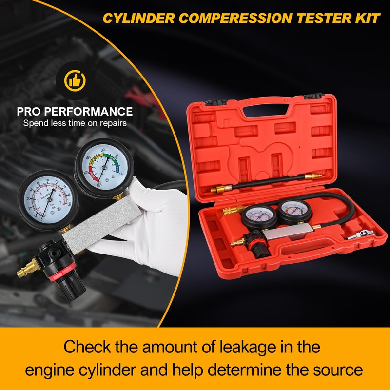 Nilight Cylinder Leak Down Tester, Gasoline Engine Compression Dual Gauge
