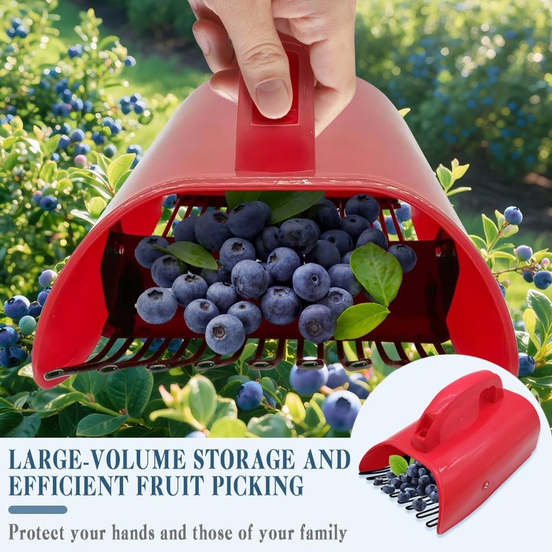 KCVV Berry Picker With Handle, Plastic Blueberry Picker, Red Fruit