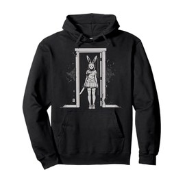 Horror Girl Bunny Mask Slasher Goth Alt Anime Creepy Rabbit Pullover Hoodie