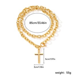Yecomsy Chunky Cross Pendant Necklaces Dainty Layered Cross Choker Necklace Jewelry-B Style Gold