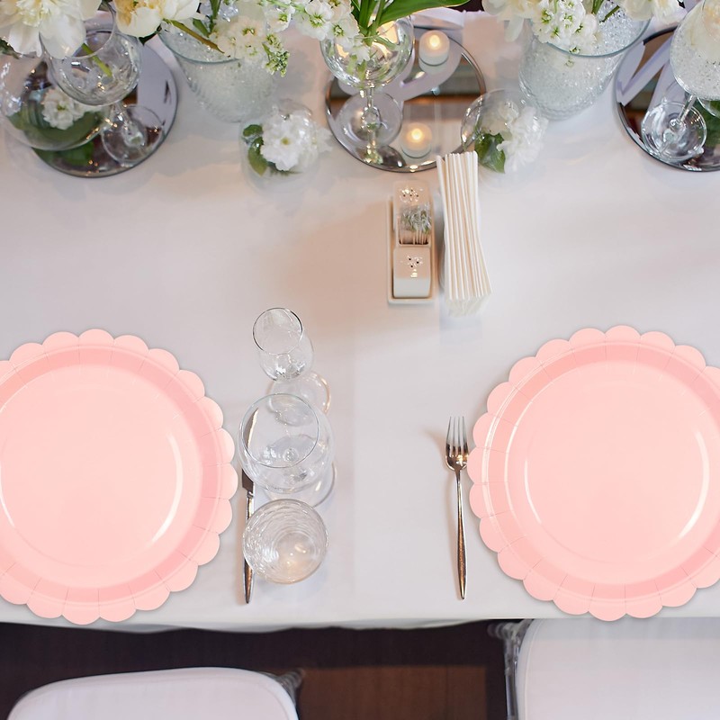 LDFDRT 7 inch Pink Paper Plates 50 Pcs Dessert Plates