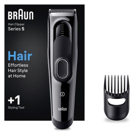 Braun Hair Clipper Series 5, Featuring Lifetime-Sharp Blades, 9 Length Settings, 50-min runtime, Gifts for Men, HC5310, Black