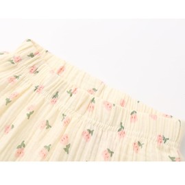 GFQLONG Toddler Baby Girls 3 Pack Elastic Waist Pants Soft Cotton Linen Harem Bloomers Summer Spring Long Pants,Floral Pattern,2-3T