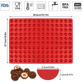 Palksky 2PCS 140-Cavity Small Round Silicone Mold/Semicircle Chocolate Drops Mold/Dog Treats Pan/Semi Sphere Gummy Candy Molds for Ganache Jelly Caramels Cookies Pet Treats Baking Mold