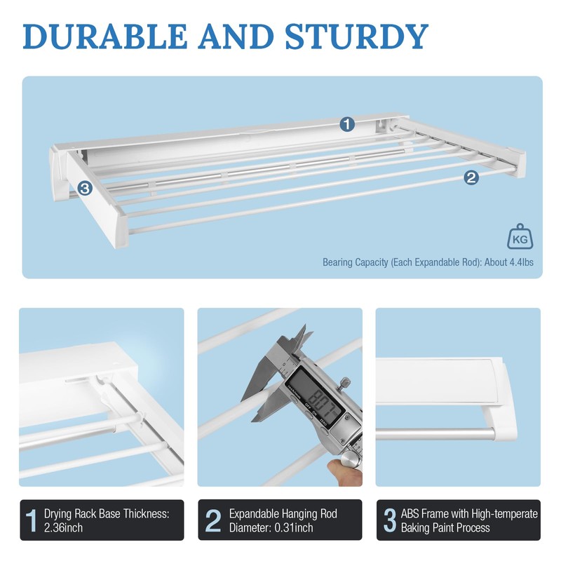 Ringmaster Laundry Drying Rack Collapsible Wall Mounted Hanger Retractable Clothes