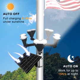 Gakigond Flag Pole Light Solar Powered，12000mAh，5-in-1Brightest LED Flagpole Lights for Outdoor American Flag ，4800lm，IP65 Waterproof Outdoor Solar Powered Flagpole Lights，Dusk to Dawn