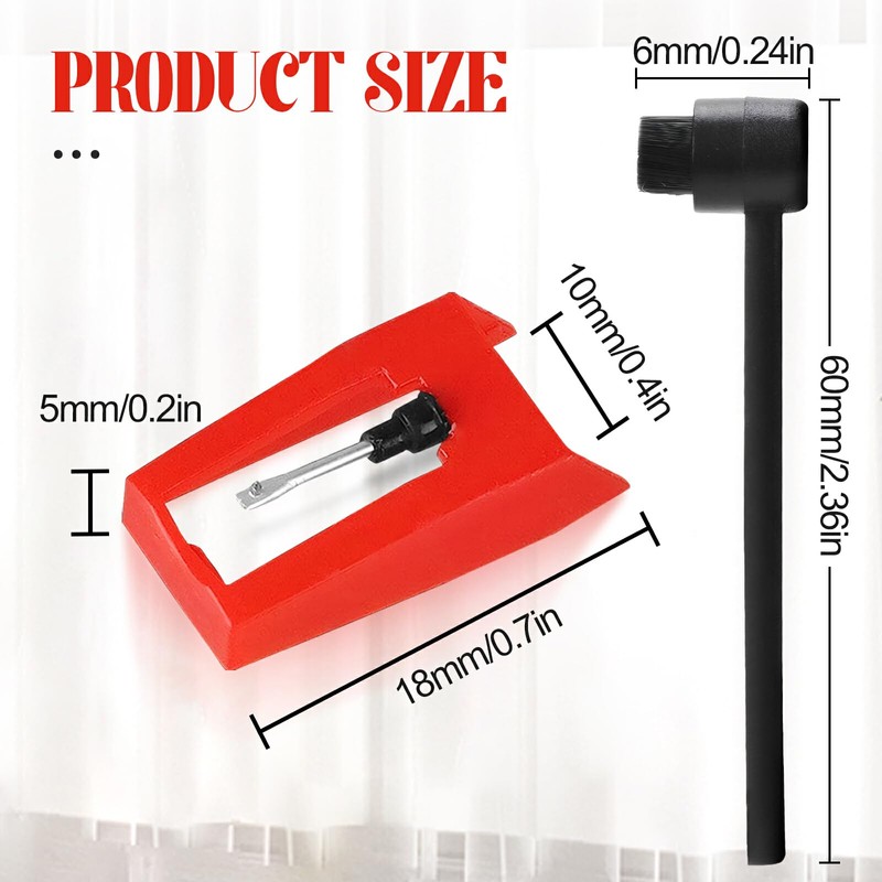 Red Record Player Needles, Durable Ruby Stylus Needle, Record Player