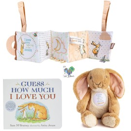 I Love You To The Moon And Back Gift Set with Guess How Much I Love You Board Book by Sam McBratney , Nutbrown Hare Plush Bean Bag , On-The-Go Activity Learning Toy , and Book Bag (a timeless classic)