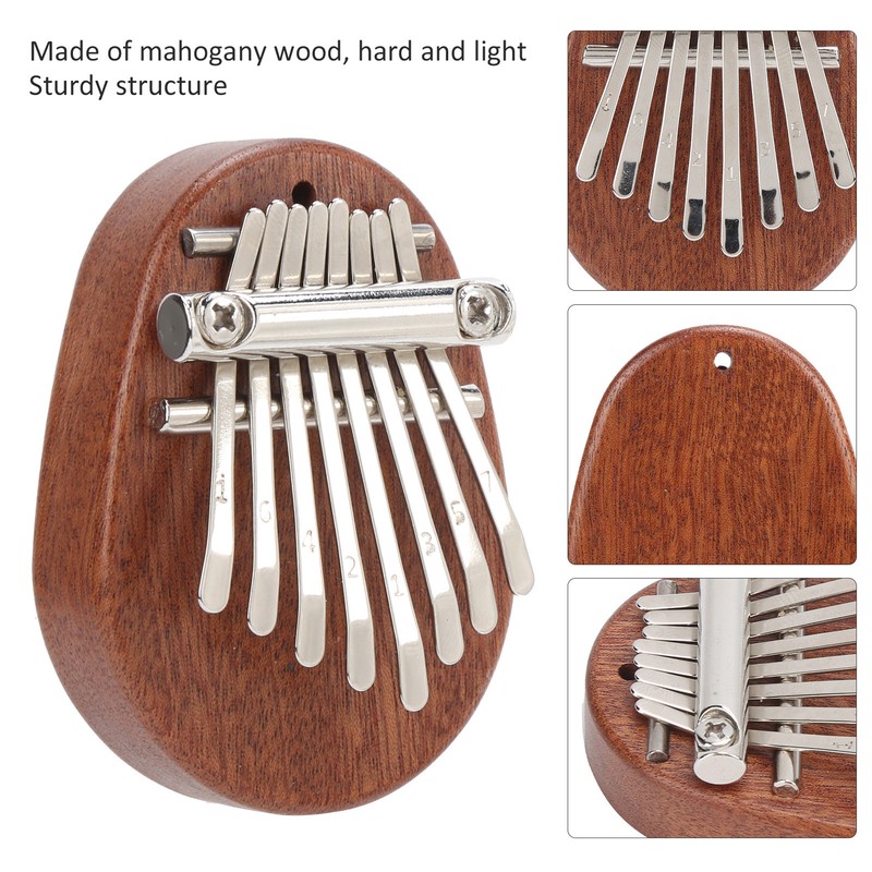 8 Tone Kalimba Thumb Piano C Key Mini Portable Mahogany
